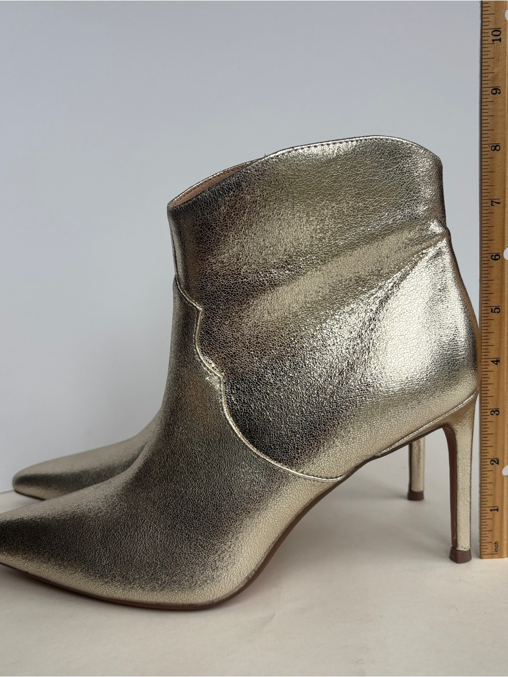 Express Metallic Gold Pointed-Toe Ankle Booties - Picture 6 of 13